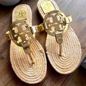 Women’s Tory Burch Miller Espadrille Sandal Gold color Size 7